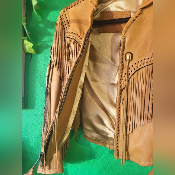 NEVER WORN VINTAGE ONE OF A KIND HANDMADE REAL LEATHER FRINGE WESTERN JACKET - Picture 4 of 11